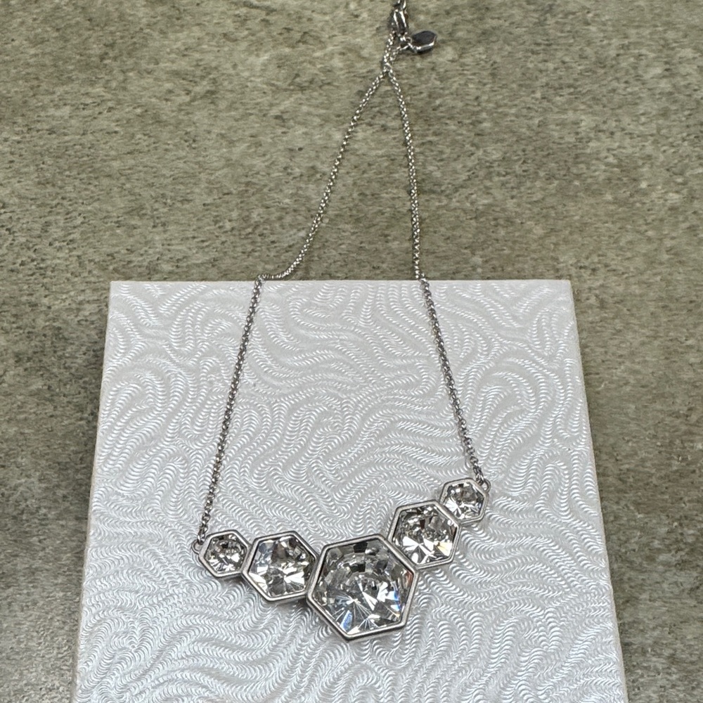 Swarovski Silver Necklace with Crystal Hexagons